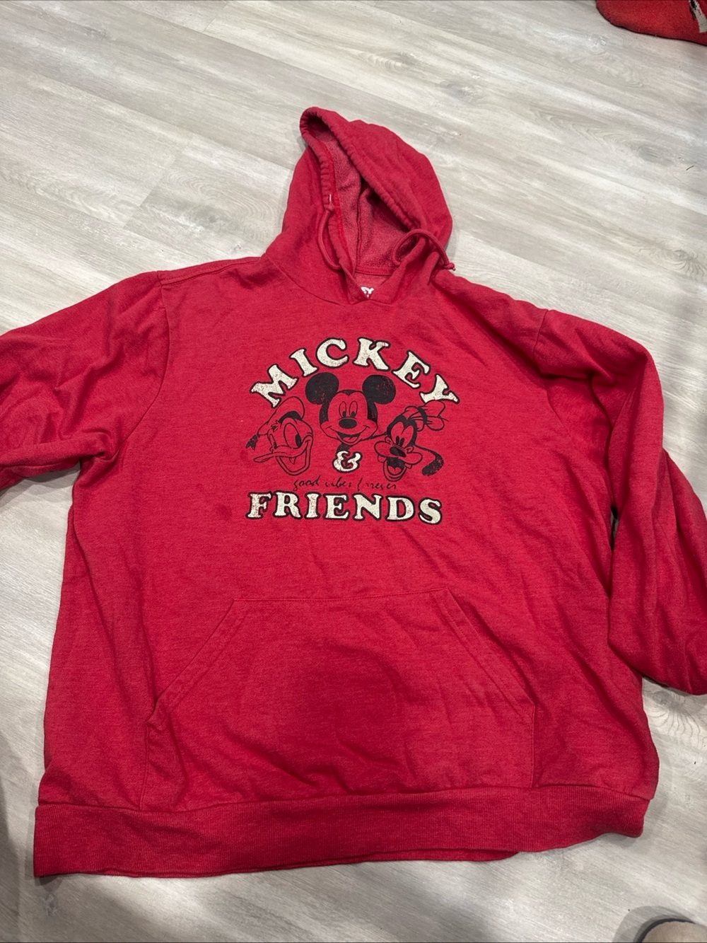 Disney Red Mickey & Friends Crewneck Hoodie-Style Sweatshirt